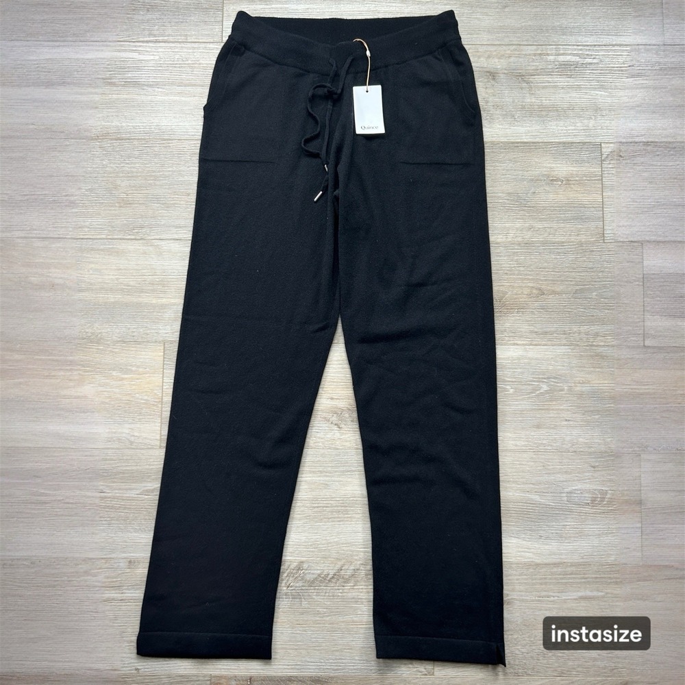 NWT Quince Large 100% Mongolian Cashmere 2.0 Straight Leg Pants Black